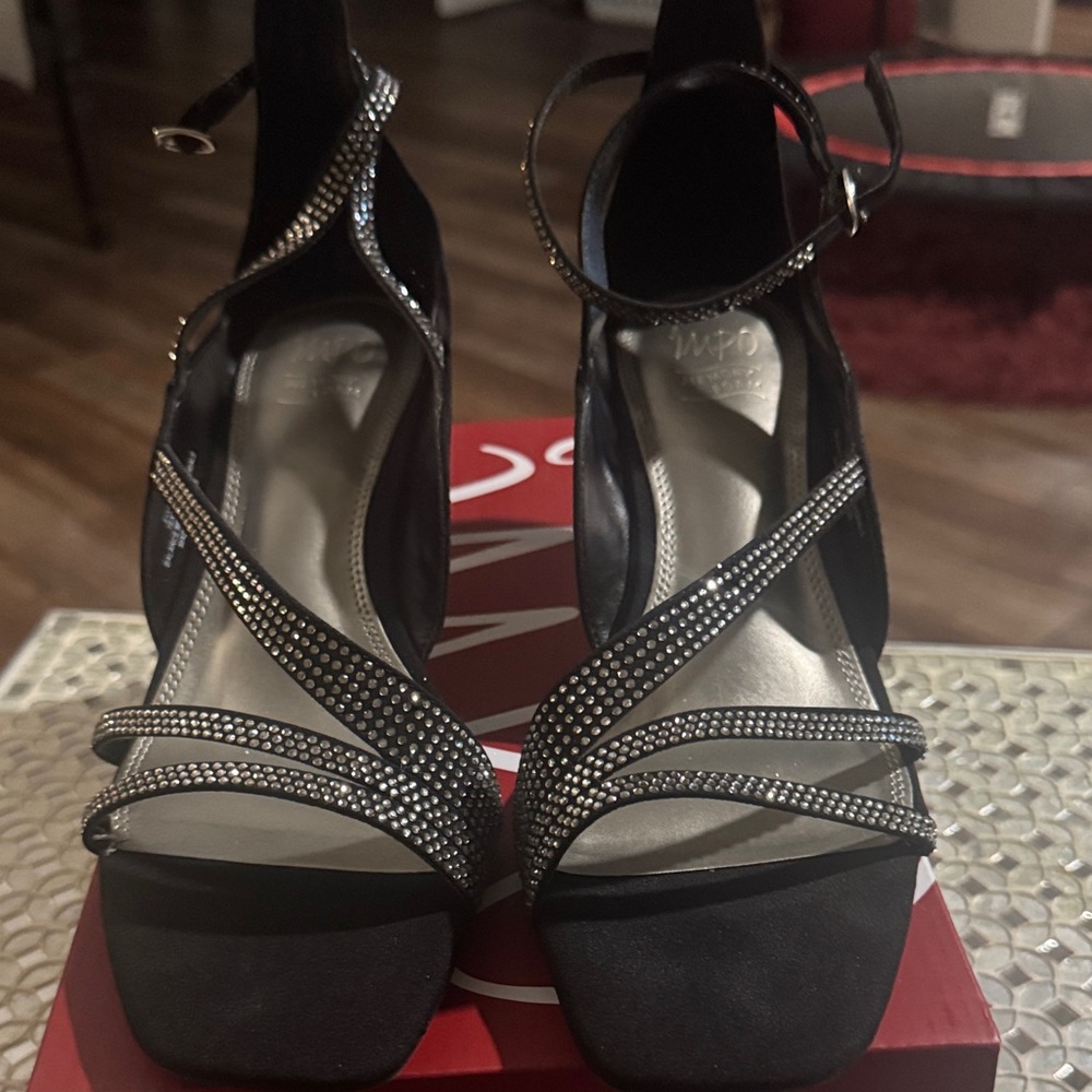 Impo Black and Silver Strappy Heels
